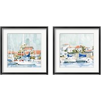 Framed 'Beach Town Summer 2 Piece Framed Art Print Set' border=