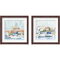 Framed 'Beach Town Summer 2 Piece Framed Art Print Set' border=