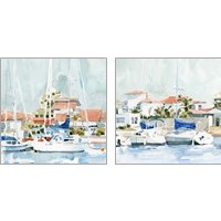Framed 'Beach Town Summer 2 Piece Art Print Set' border=