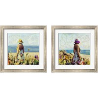 Framed 'Morning Meadow Stroll 2 Piece Framed Art Print Set' border=