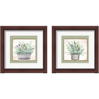 Framed 'Pot of Herbs 2 Piece Framed Art Print Set' border=