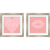 Framed 'Love & Kiss Me 2 Piece Framed Art Print Set' border=