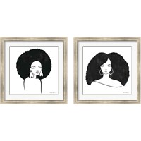 Framed 'Afro Girl 2 Piece Framed Art Print Set' border=