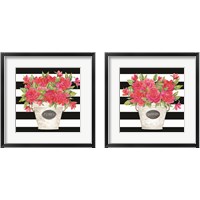 Framed 'Fuchsia Stripes 2 Piece Framed Art Print Set' border=