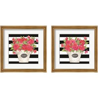 Framed 'Fuchsia Stripes 2 Piece Framed Art Print Set' border=