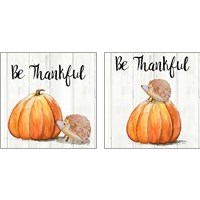 Framed 'Be Thankful Harvest Hedgehog 2 Piece Art Print Set' border=