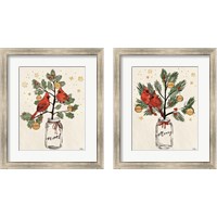 Framed 'Christmas Lovebirds 2 Piece Framed Art Print Set' border=