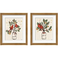 Framed 'Christmas Lovebirds 2 Piece Framed Art Print Set' border=