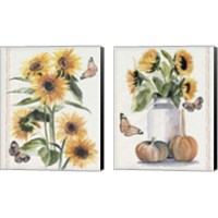 Framed 'Autumn Sunflowers 2 Piece Canvas Print Set' border=