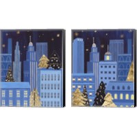 Framed 'Holiday Night 2 Piece Canvas Print Set' border=