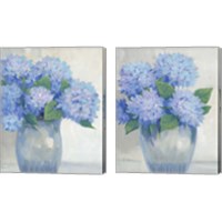 Framed 'Blue Hydrangeas in Vase 2 Piece Canvas Print Set' border=