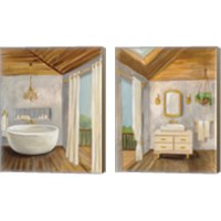 Framed 'Attic Bathroom 2 Piece Canvas Print Set' border=