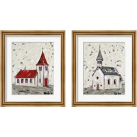 Framed 'Church & Steeple 2 Piece Framed Art Print Set' border=