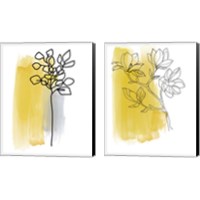 Framed 'Botanique en Gris 2 Piece Canvas Print Set' border=