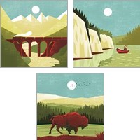 Framed 'Great Outdoors 3 Piece Art Print Set' border=