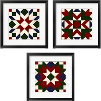 Framed 'Christmas Barn Quilt 3 Piece Framed Art Print Set' border=