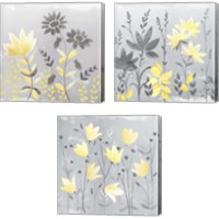 Framed 'Soft Nature Yellow & Grey 3 Piece Canvas Print Set' border=