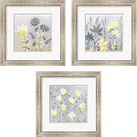 Framed 'Soft Nature Yellow & Grey 3 Piece Framed Art Print Set' border=