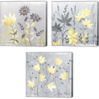 Framed 'Soft Nature Yellow & Grey 3 Piece Canvas Print Set' border=