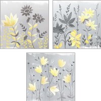 Framed 'Soft Nature Yellow & Grey 3 Piece Art Print Set' border=