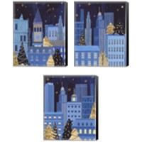 Framed 'Holiday Night 3 Piece Canvas Print Set' border=