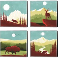 Framed 'Great Outdoors 4 Piece Canvas Print Set' border=