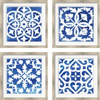 Framed 'Andalusian Tile 4 Piece Framed Art Print Set' border=