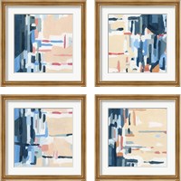 Framed 'Summer Abstraction 4 Piece Framed Art Print Set' border=