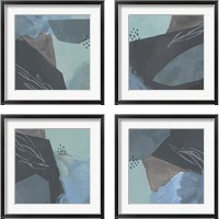 Framed 'Steely Abstract 4 Piece Framed Art Print Set' border=