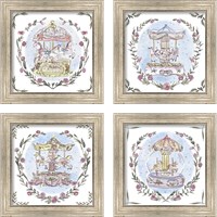 Framed 'Winter Carousel  4 Piece Framed Art Print Set' border=