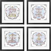 Framed 'Winter Carousel  4 Piece Framed Art Print Set' border=