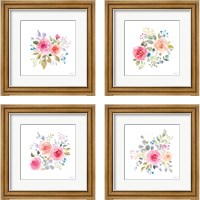 Framed 'Lush Roses  4 Piece Framed Art Print Set' border=