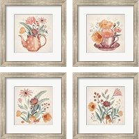 Framed 'Cottage Botanical 4 Piece Framed Art Print Set' border=