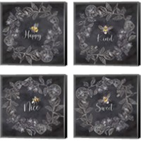 Framed 'Bee Sentiment Wreath Black 4 Piece Canvas Print Set' border=