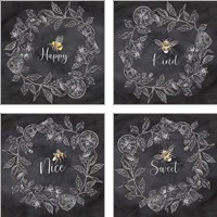 Framed 'Bee Sentiment Wreath Black 4 Piece Art Print Set' border=