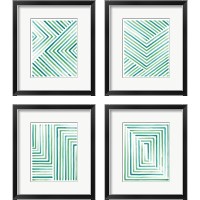 Framed 'Sea Glass Sunset 4 Piece Framed Art Print Set' border=