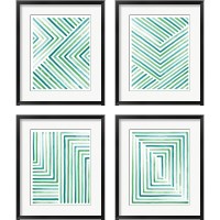 Framed 'Sea Glass Sunset 4 Piece Framed Art Print Set' border=