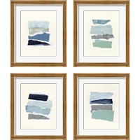 Framed 'Seaside Color Study 4 Piece Framed Art Print Set' border=