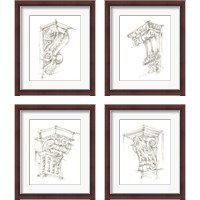 Framed 'Corbel Sketch 4 Piece Framed Art Print Set' border=