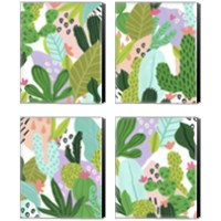 Framed 'Party Plants 4 Piece Canvas Print Set' border=