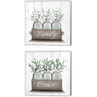 Framed 'Farmhouse Floral 2 Piece Canvas Print Set' border=