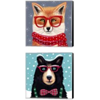 Framed 'Whimsical Animal 2 Piece Canvas Print Set' border=