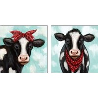 Framed 'Cow Boy & Girl 2 Piece Art Print Set' border=