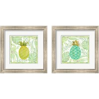 Framed 'Tropical Pineapple 2 Piece Framed Art Print Set' border=