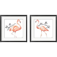 Framed 'Be Different Flamingo 2 Piece Framed Art Print Set' border=