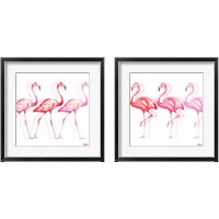 Framed 'Flamingo Trio 2 Piece Framed Art Print Set' border=