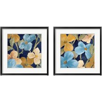 Framed 'Blue Garden Party 2 Piece Framed Art Print Set' border=