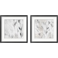 Framed 'Gray Misty Leaves Square 2 Piece Framed Art Print Set' border=