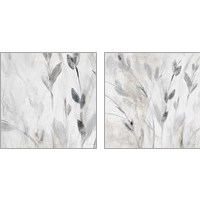 Framed 'Gray Misty Leaves Square 2 Piece Art Print Set' border=