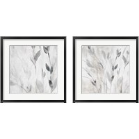 Framed 'Gray Misty Leaves Square 2 Piece Framed Art Print Set' border=